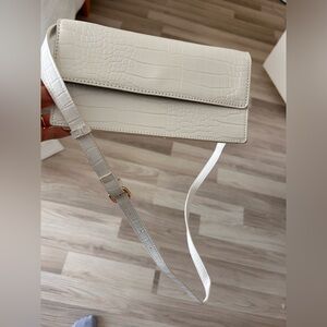 ASOS White Croc-Embossed Crossbody Bag